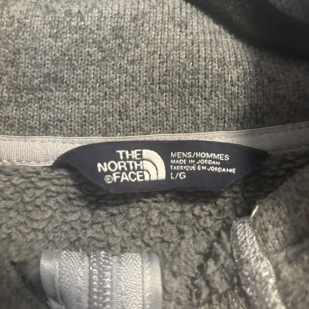 The North Face Sweatshirt Mens Size Large Gray Fleece Pullover 1/4 Zip Mock Neck